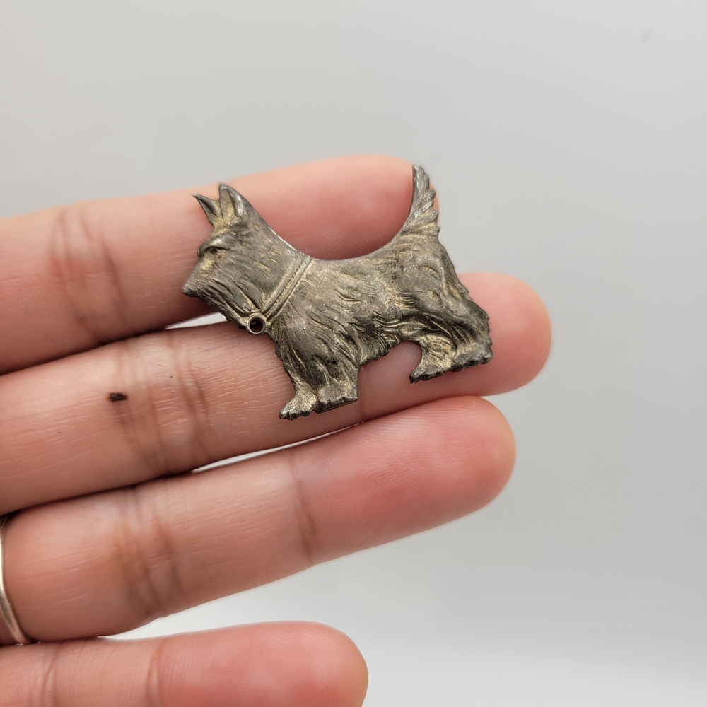 Vintage Sterling Silver Scottish Terrier Dog Pin Brooch C-Clasp